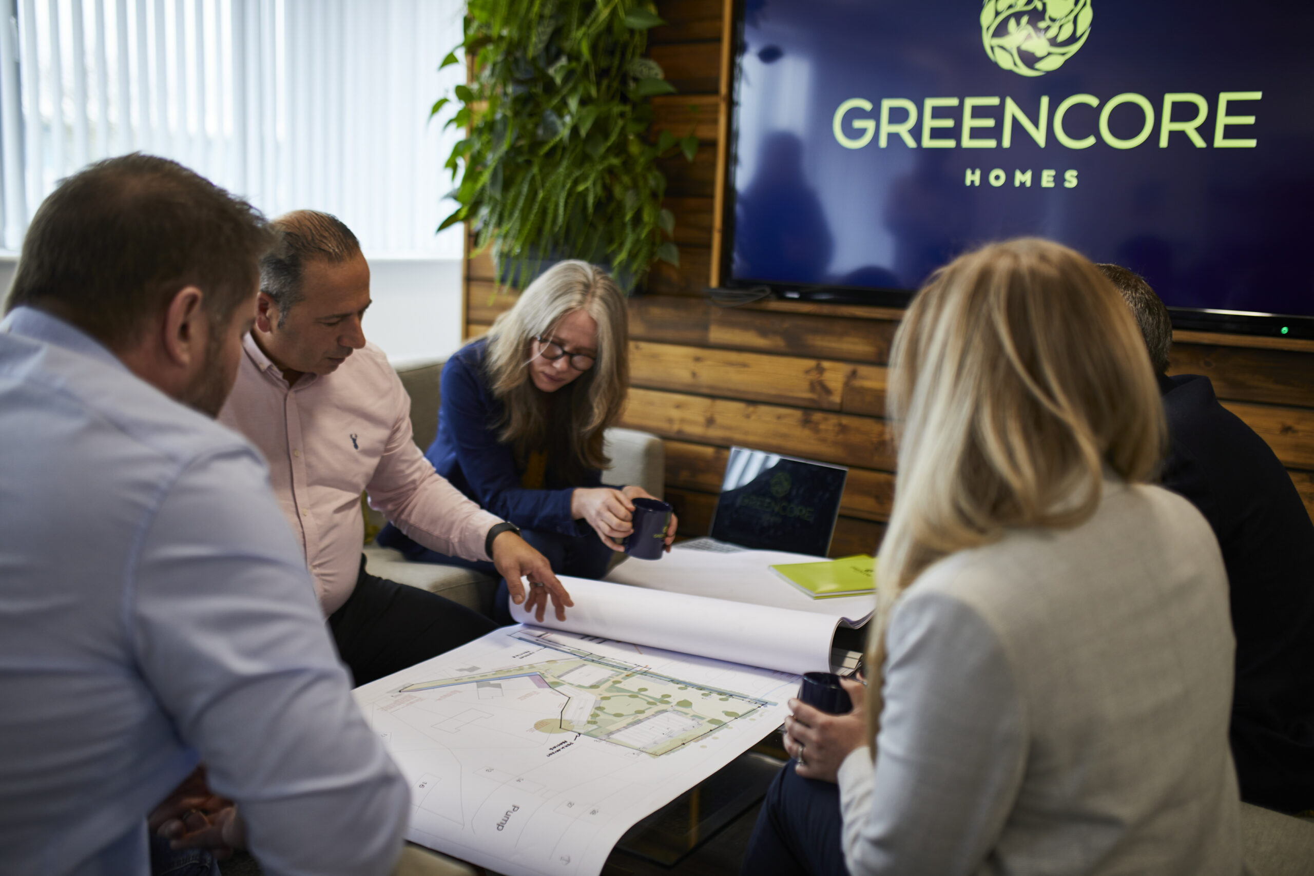 Greencore homes, construction, group meeting, team, carbon zero, sustainable, eco, building